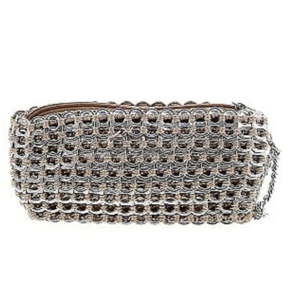WALLESKA ECOCHIC Silver Pop Tab Clutch Handmade Eco Sustainable Bag - Picture 3 of 4